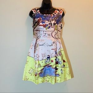 Pastel Japanese Animal and Lady Print Dress UNIQUE